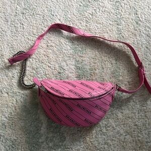 Balenciaga Pink Logo Crossbody Bag